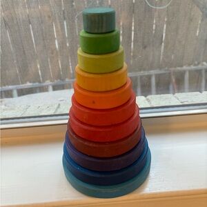 Grimms Rainbow Wooden Stacking Toy - Multicolor Educational Tower